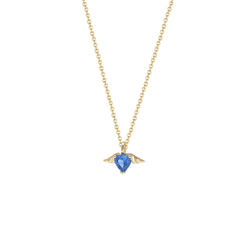 S925 Silver Angel Wing Necklace, Wing-Shaped Zircon Pendant