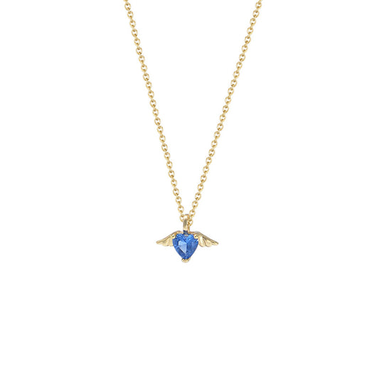 S925 Silver Angel Wing Necklace, Wing-Shaped Zircon Pendant