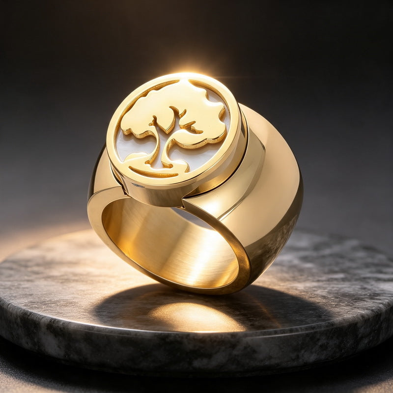 Fatima Hand Hollow Fritillary Bottom Wide Edition Ring Tree Of Life Roman Scale