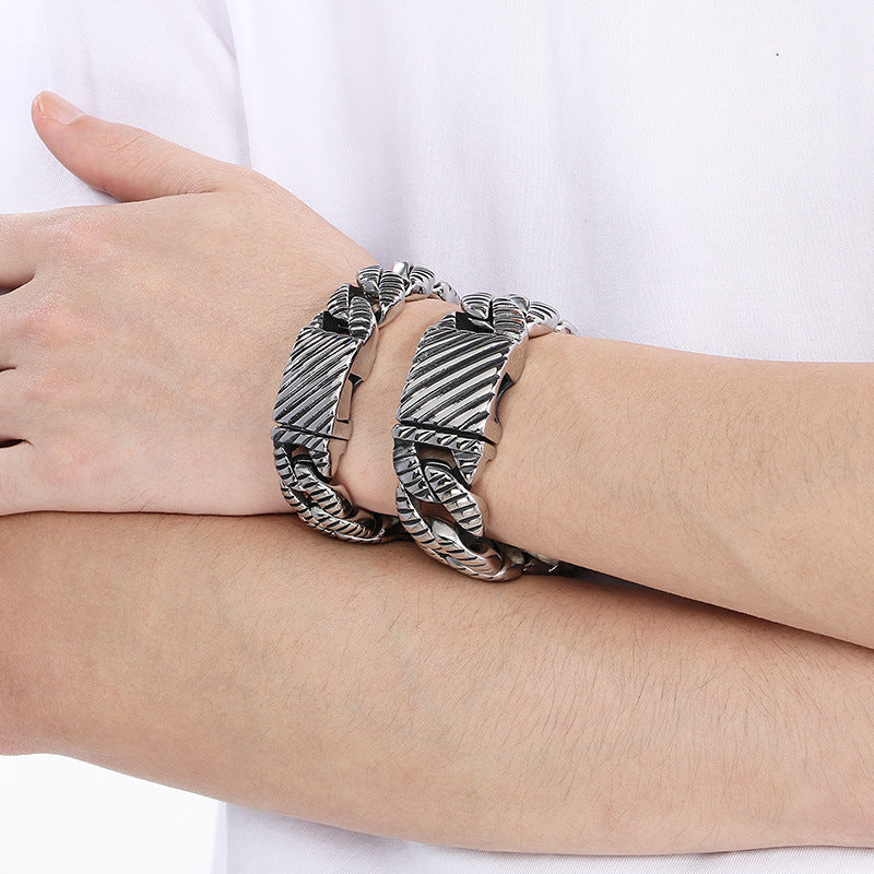 Planderful Titanium Steel Bracelet Unisex Cuban Chain Bold