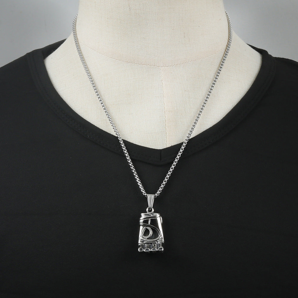 Titanium Steel Punk Boxing Gloves Pendant Necklace for Men - Retro European and American Style