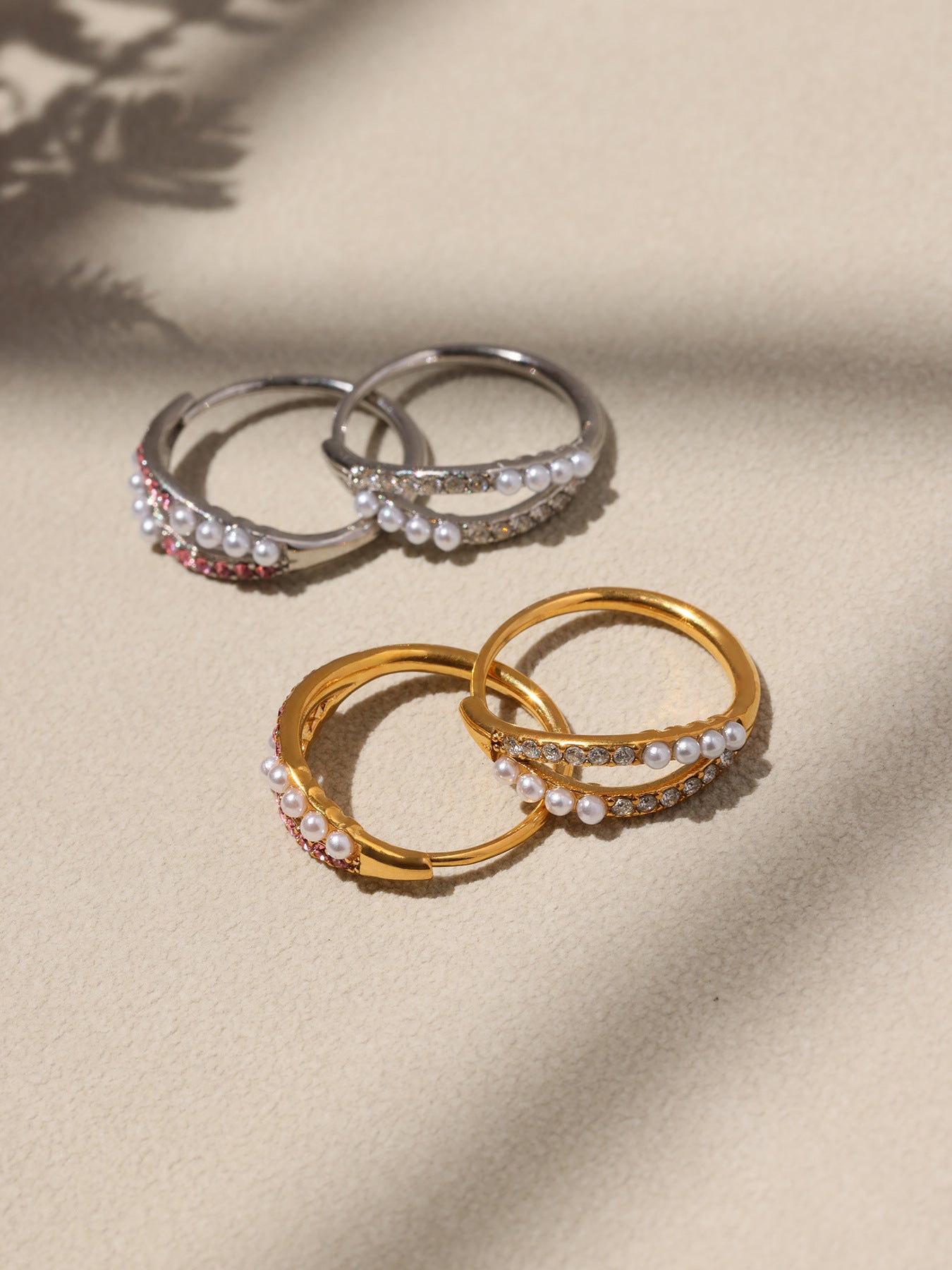 Planderful Bead Zircon Ring For Women Stainless Steel Size 7