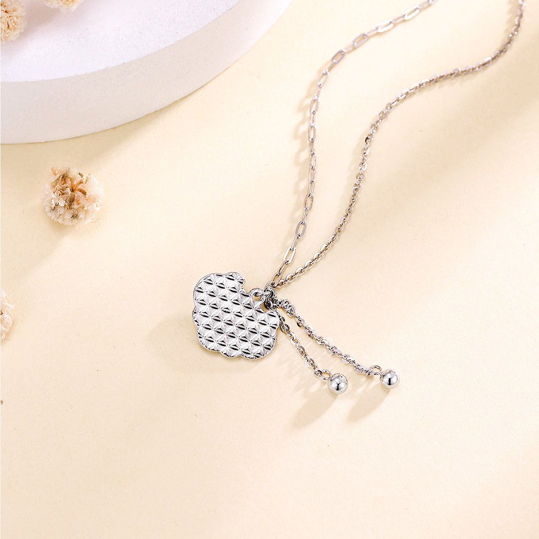 Pure Silver 999 Fu Character Ruyi Crushed Ice Necklace Fashion