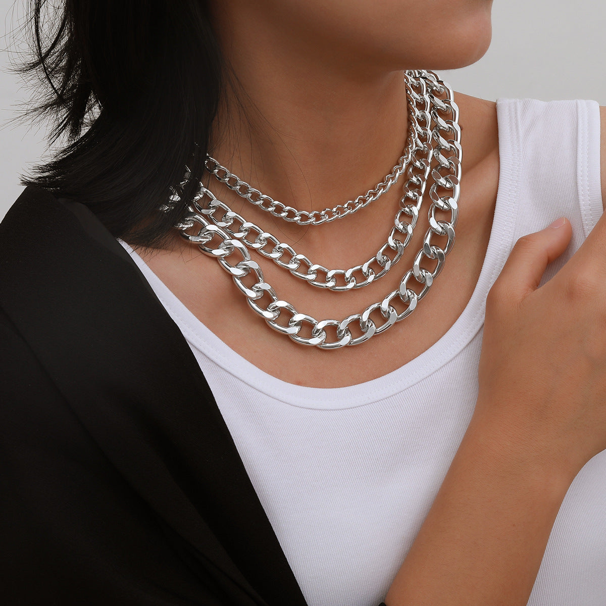 Punk Mixed-Chain Fringe Necklace Collection
