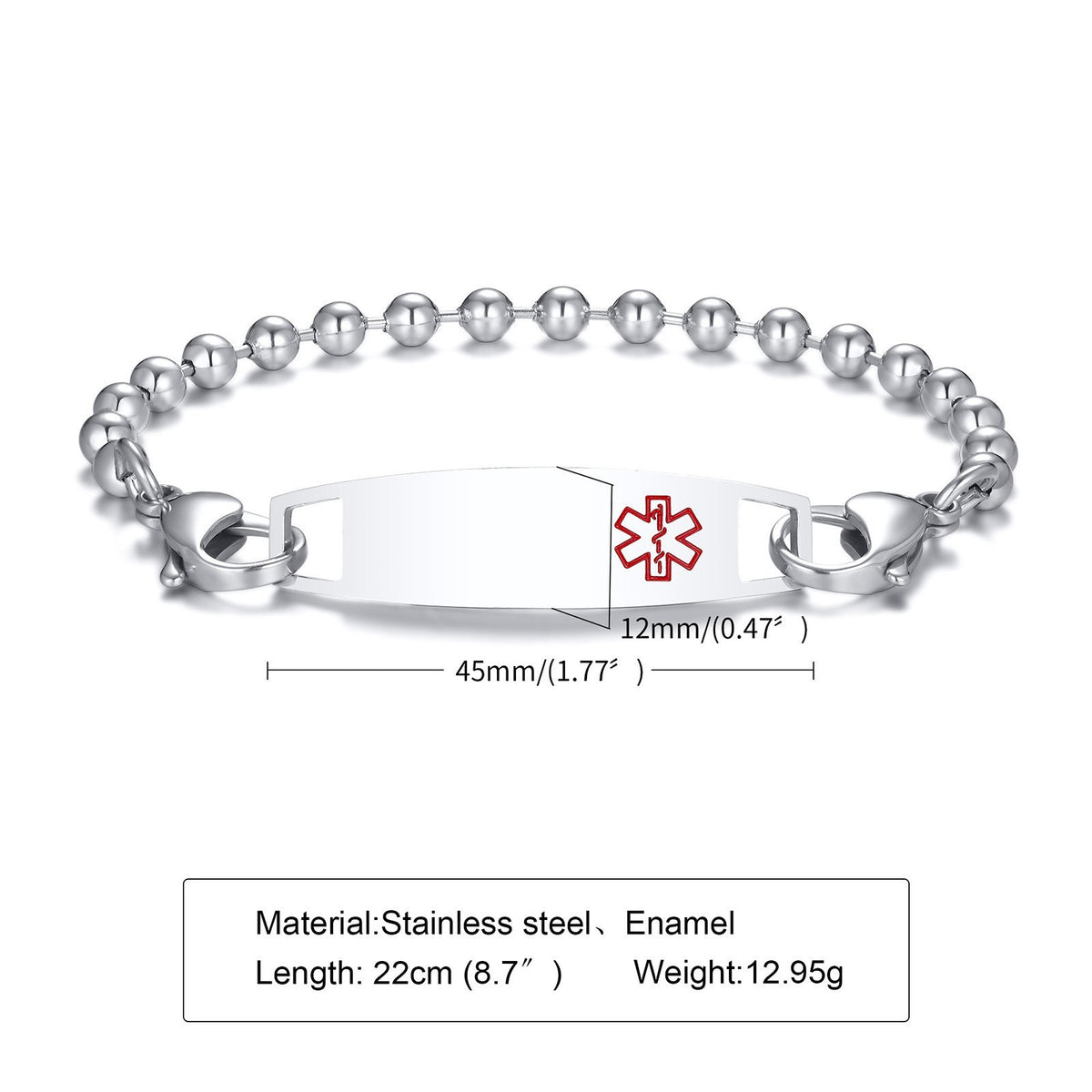 Curved Brand Medical Logo Stainless Steel Bracelet for Men