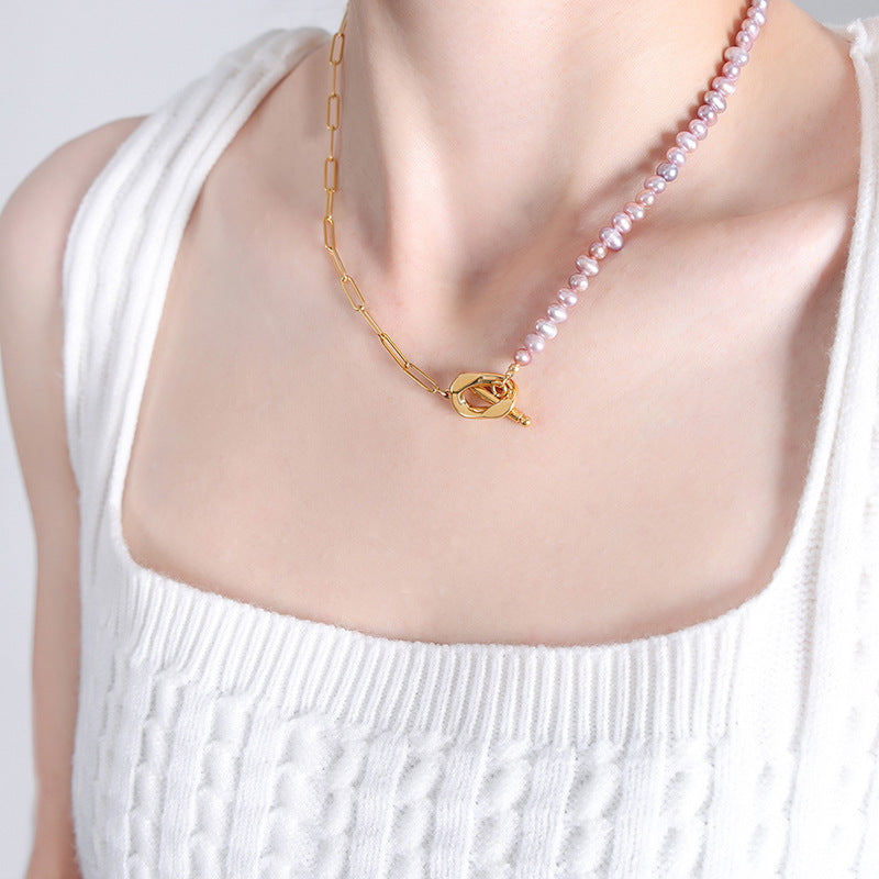 Lilac Niche Freshwater Pearl Necklace with Round Beads