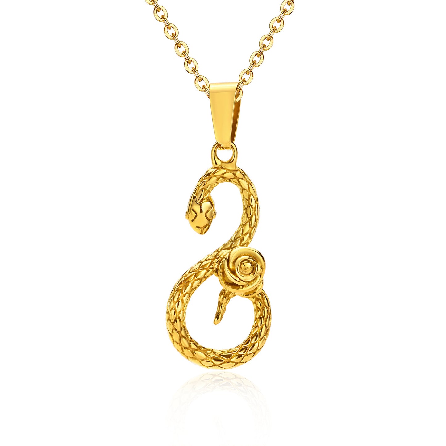 Wholesale of European and American Jewelry Rose Snake Pendant Necklace
