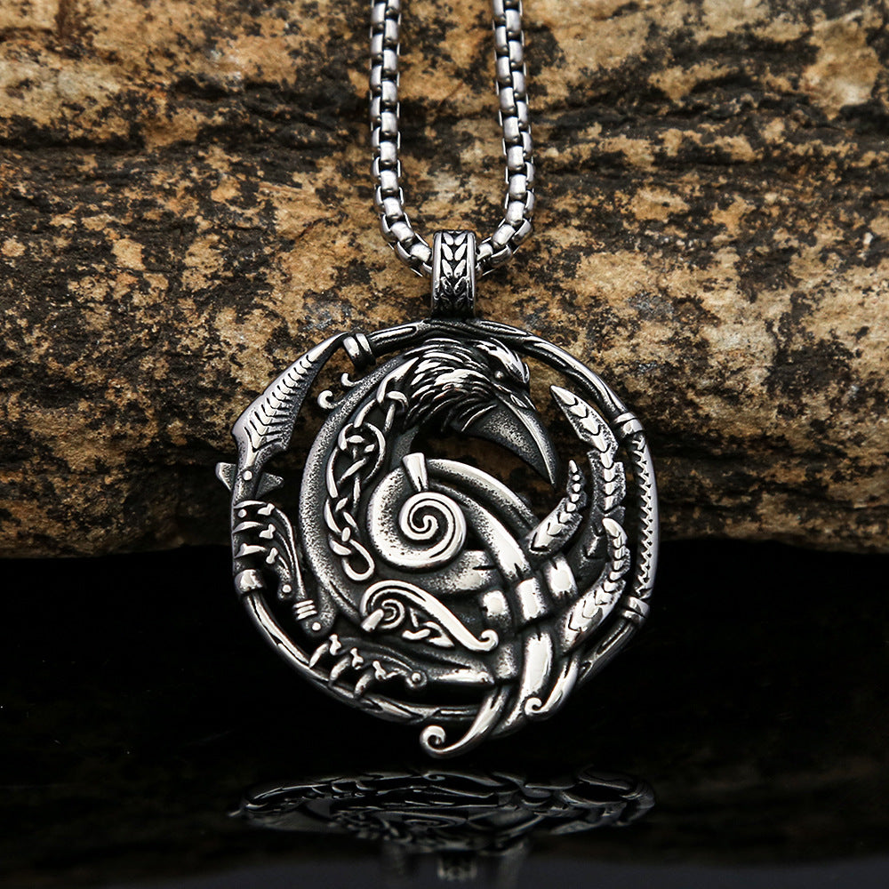 European And American Retro Men's Stainless Steel Viking Pendant Necklace