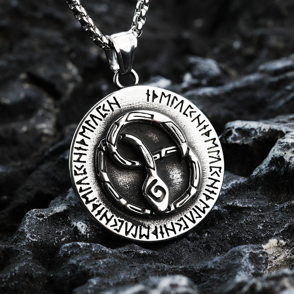 Nordic Retro Stainless Steel Men's Pendant Viking Snake Design