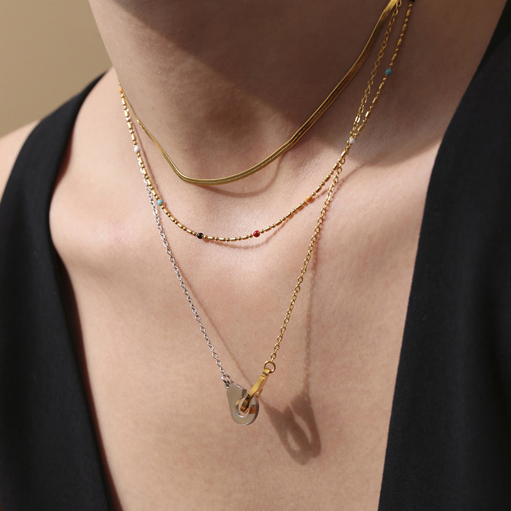 Planderful Handcuff Necklace Color Matching 18K Gold Women