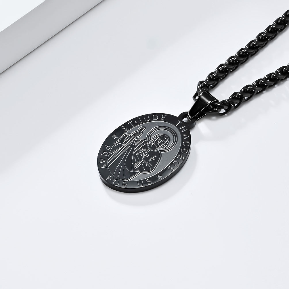 Patron Saint Necklace For Men Durable Titanium Steel Planderful Versatile Cultural Pendant