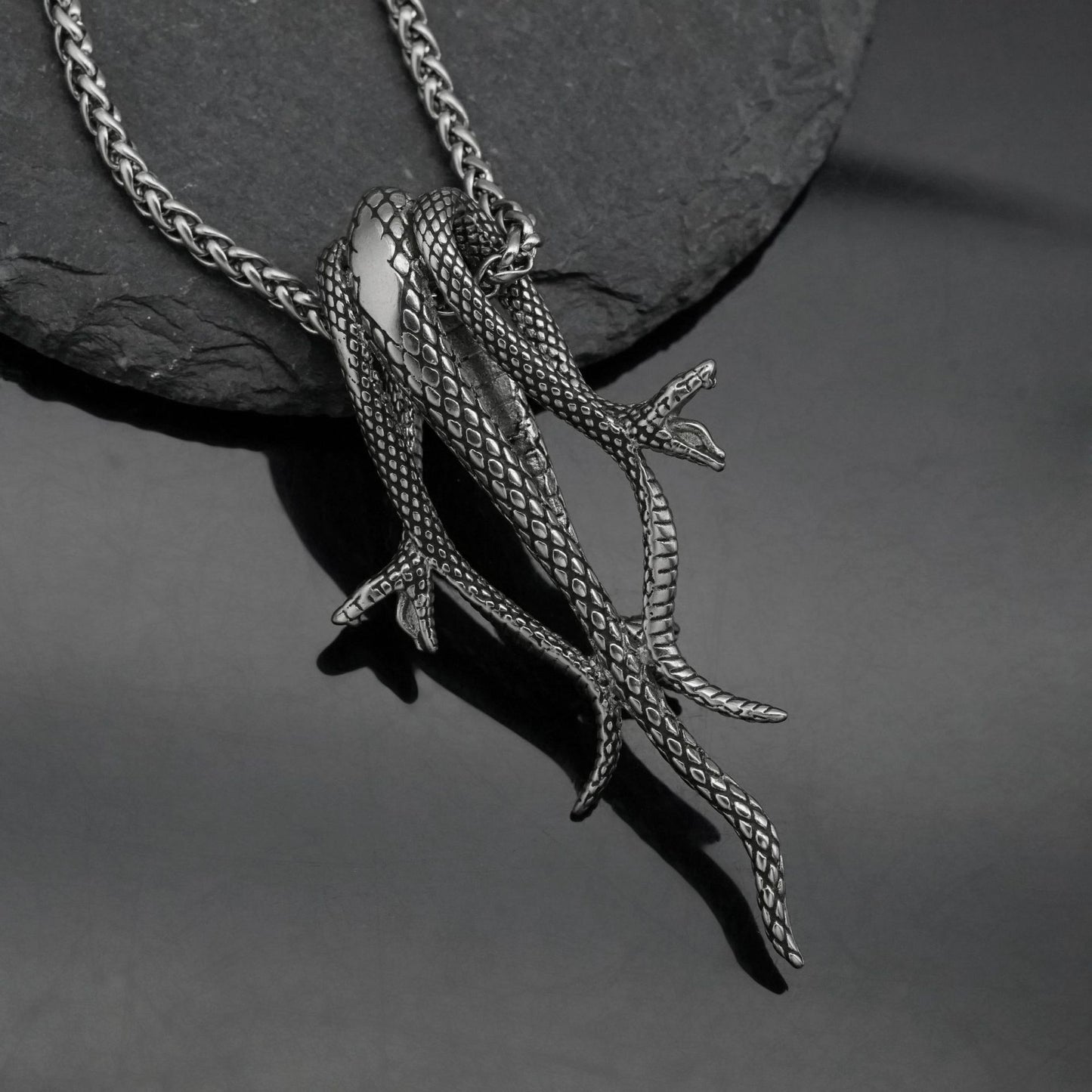 Steel Necklace – Vintage Snake Pendant for Everyday Glamour and Modern Everyday Wear