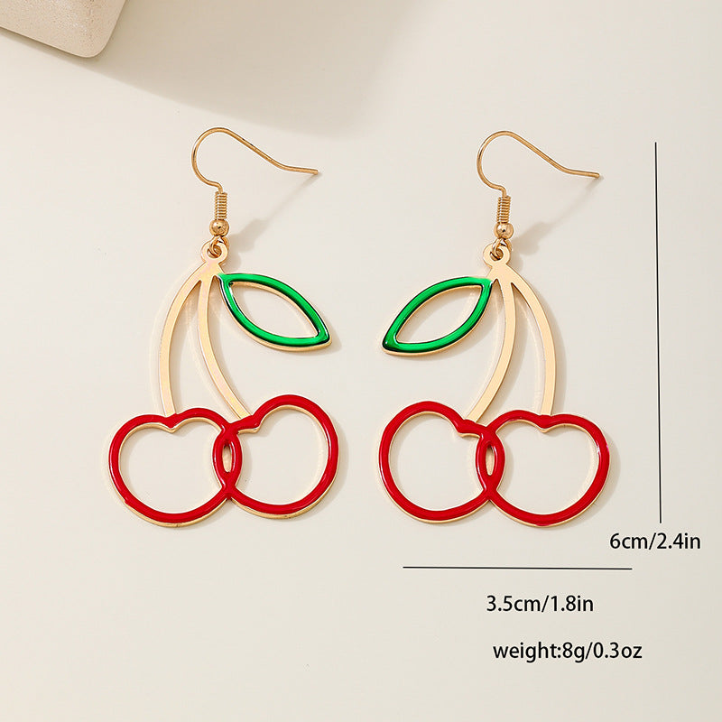 Planderful Vienna Verve Earrings – Fashionable Red Hollow Cherry Design