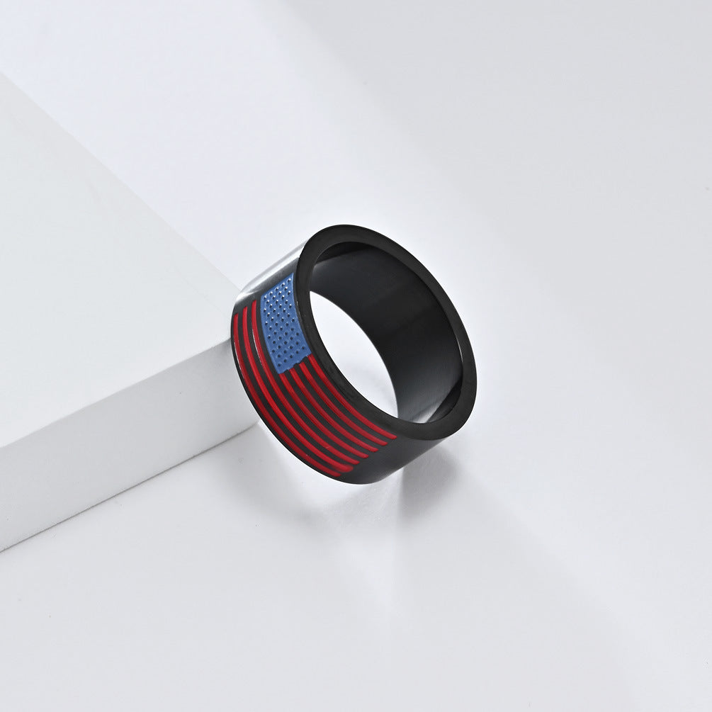 Cross-Border Hot-Selling National Flag Titanium Steel Ring