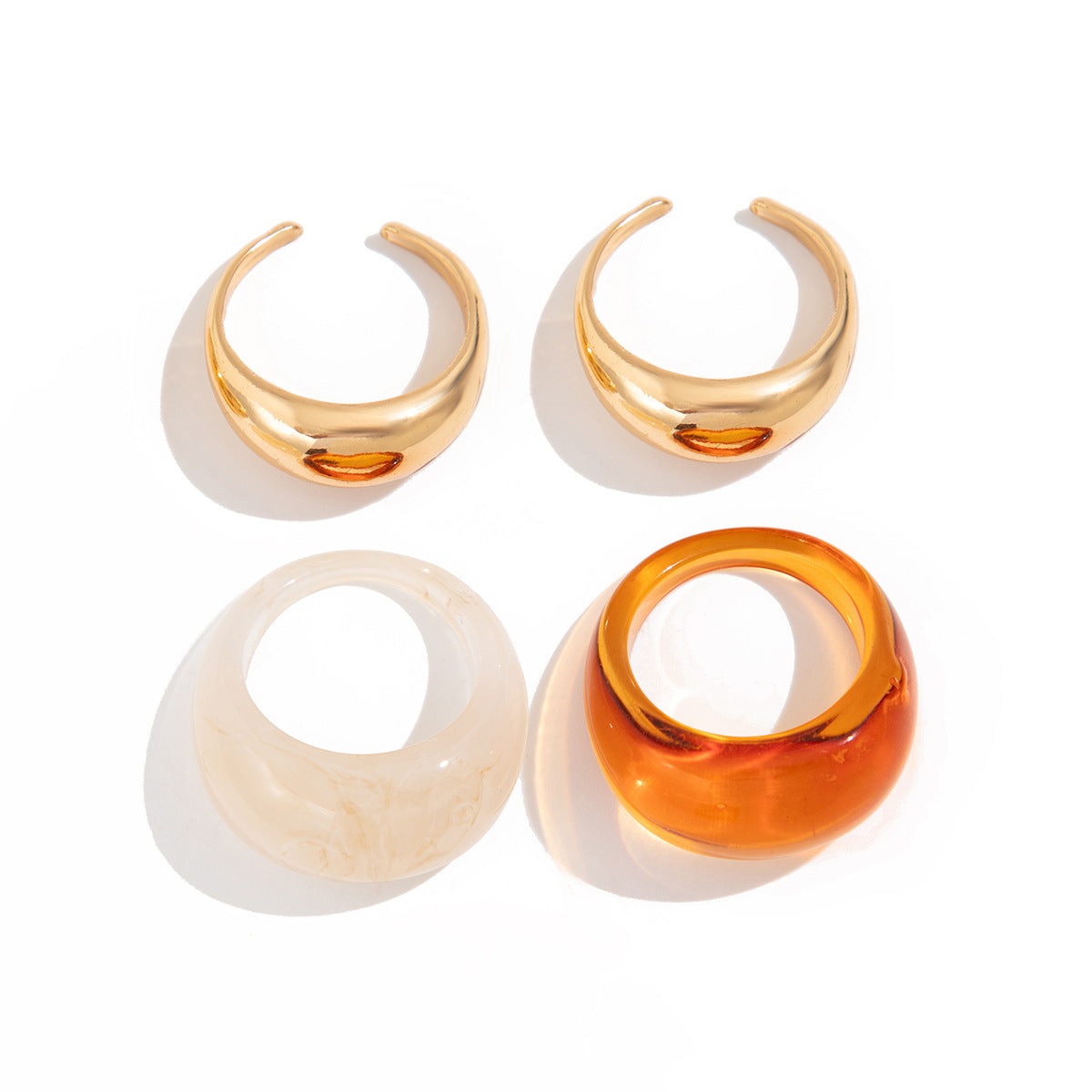 Planderful Vienna Verve Geometric Resin Open Ring Set For Women Statement Colored Jewelry