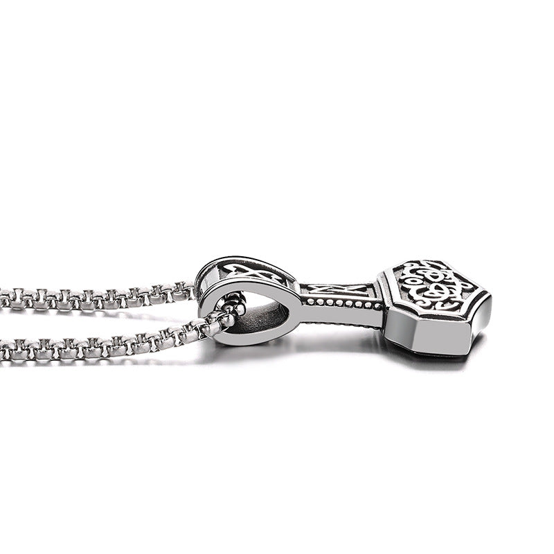Titanium Steel Necklace – Statement Nordic Odin Thor's Hammer Pendant For Men, Viking Totem Jewelry
