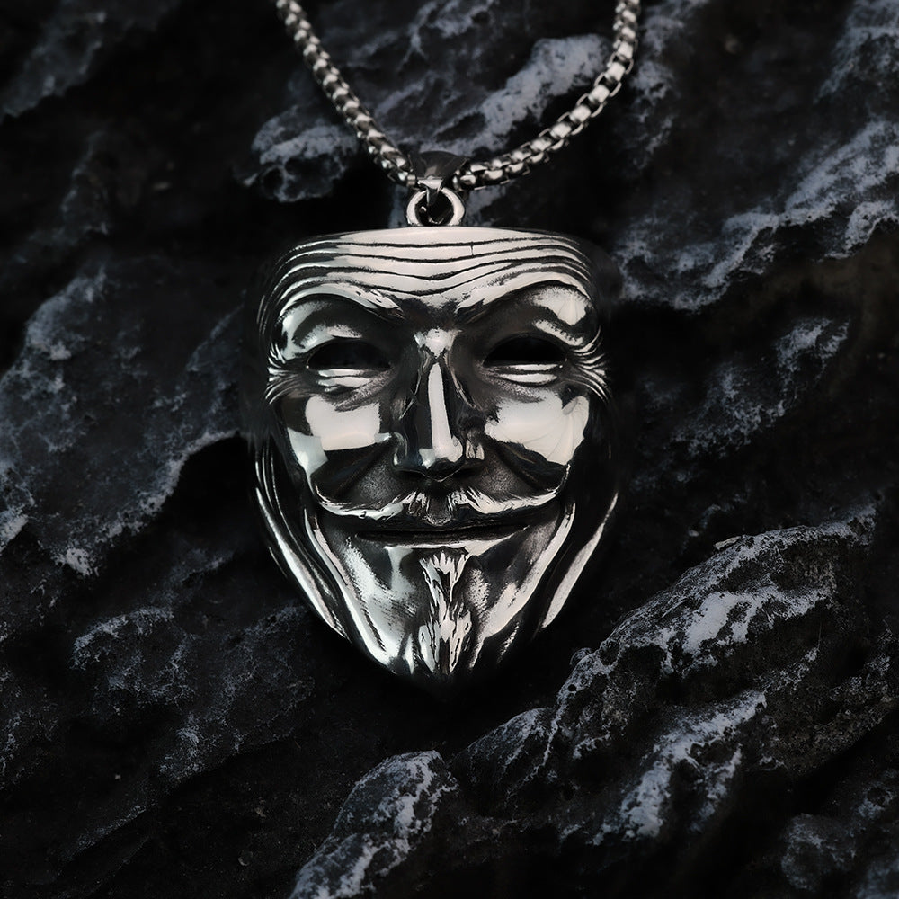European And American Retro Movie V-Shaped Revenge Mask Necklace