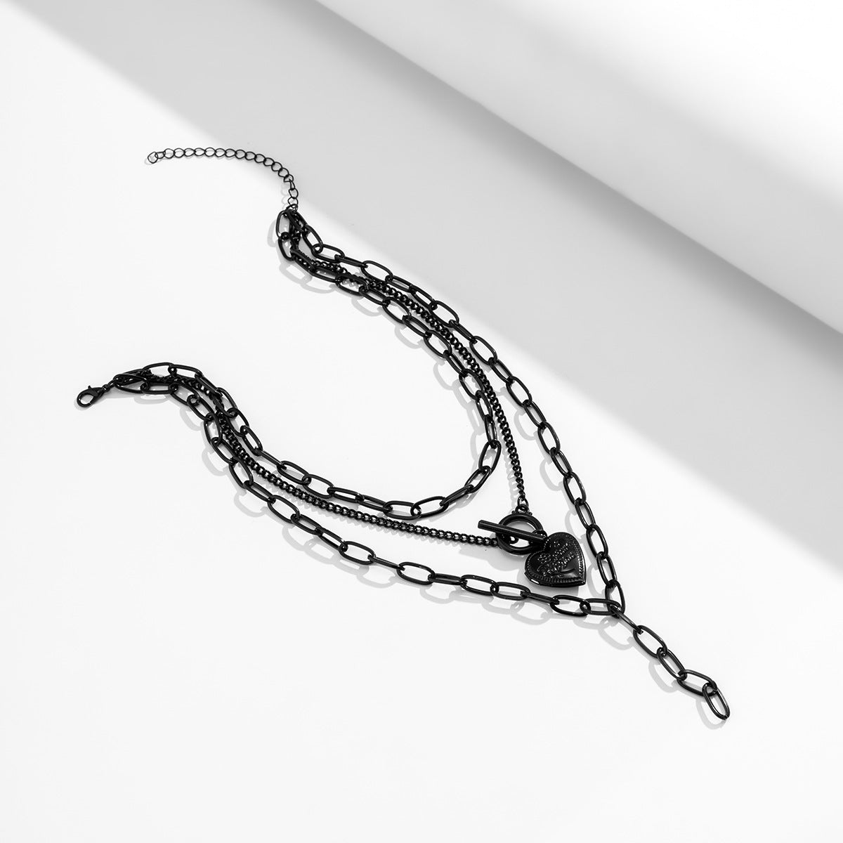 Open Heart Dark Tassel Necklace