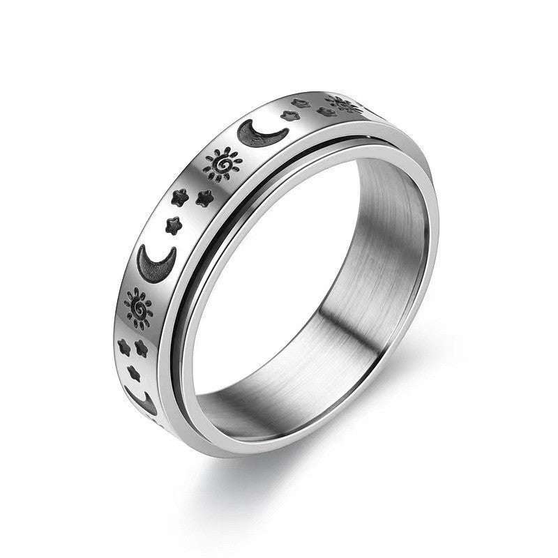 Planderful Titanium Steel Rotating Ring Unisex Fidget Jewelry For Men And Women Everyday Genie Collection