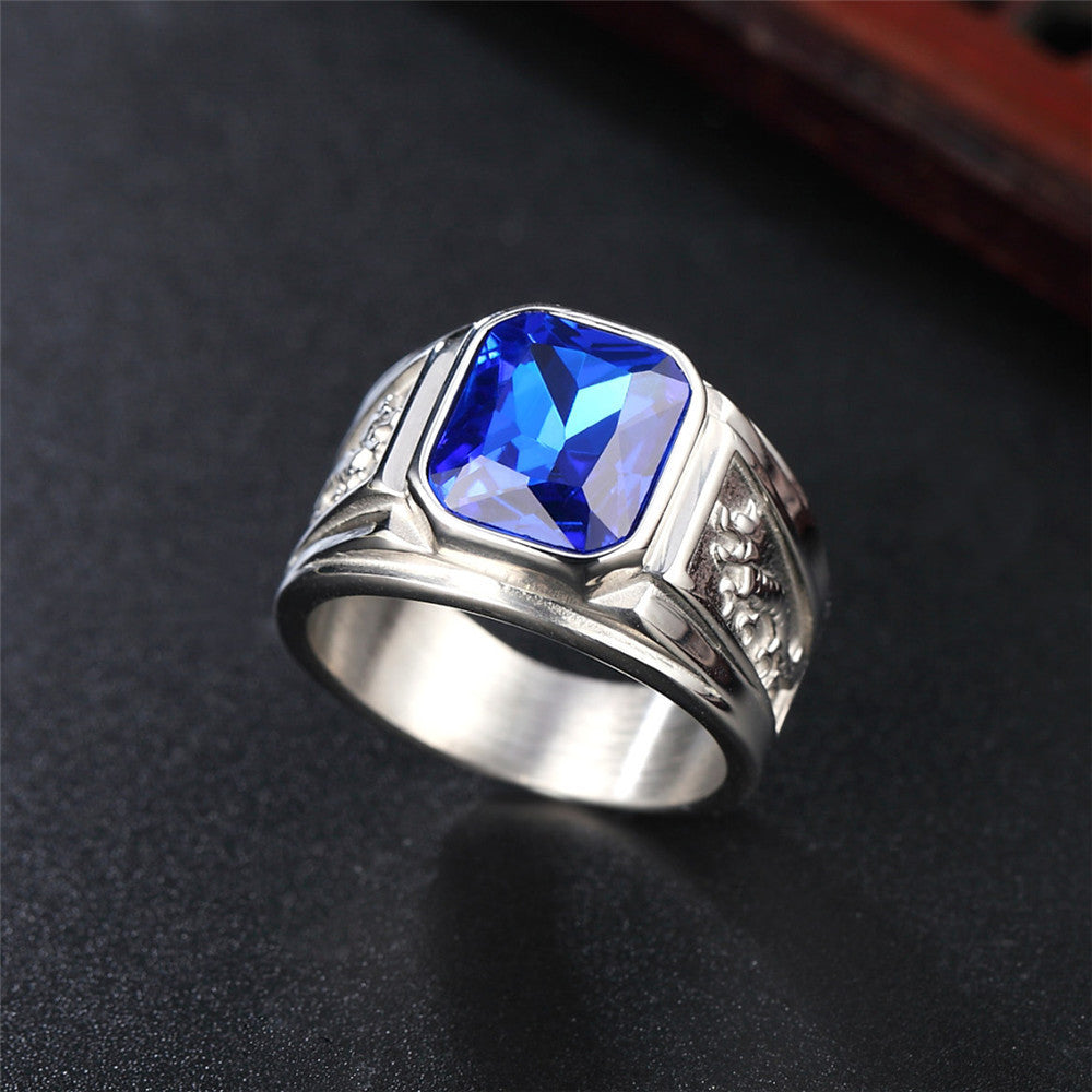 Personalized Retro Double Dragon Zircon Ring Titanium Steel Unisex Protection For Men Women Planderful