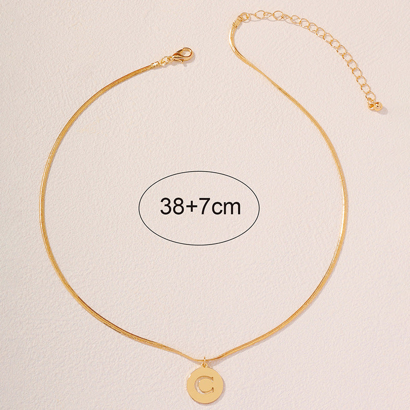 Chic Metal Chain Necklace with Hollow Letter Pendant
