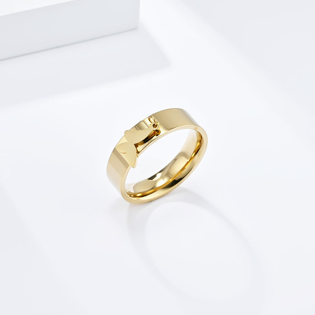 Cross-Border Neutral Wind Star Moon Butterfly Cross Titanium Steel Ring for Men and Children