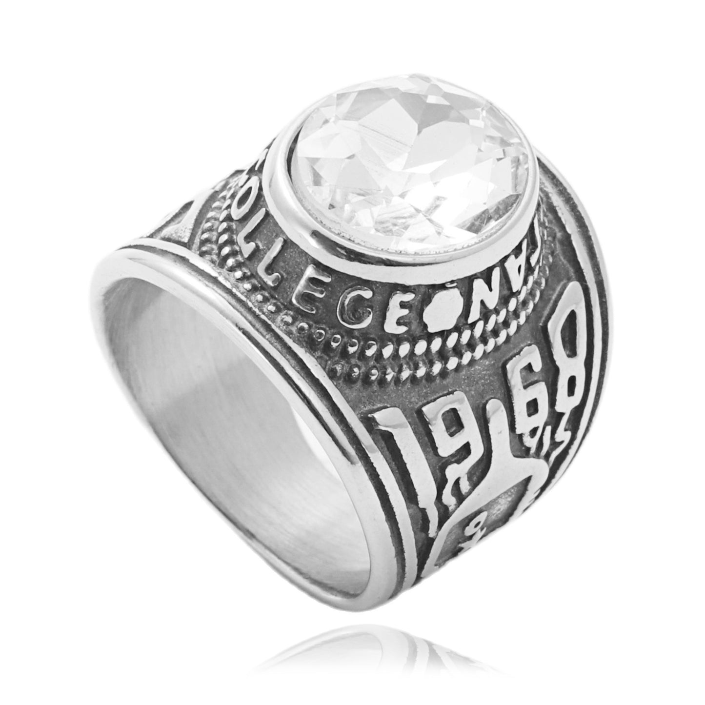 Planderful Titanium Steel MultiColor Zircon Ring For Men Unisex Retro Punk Style Eagle Design