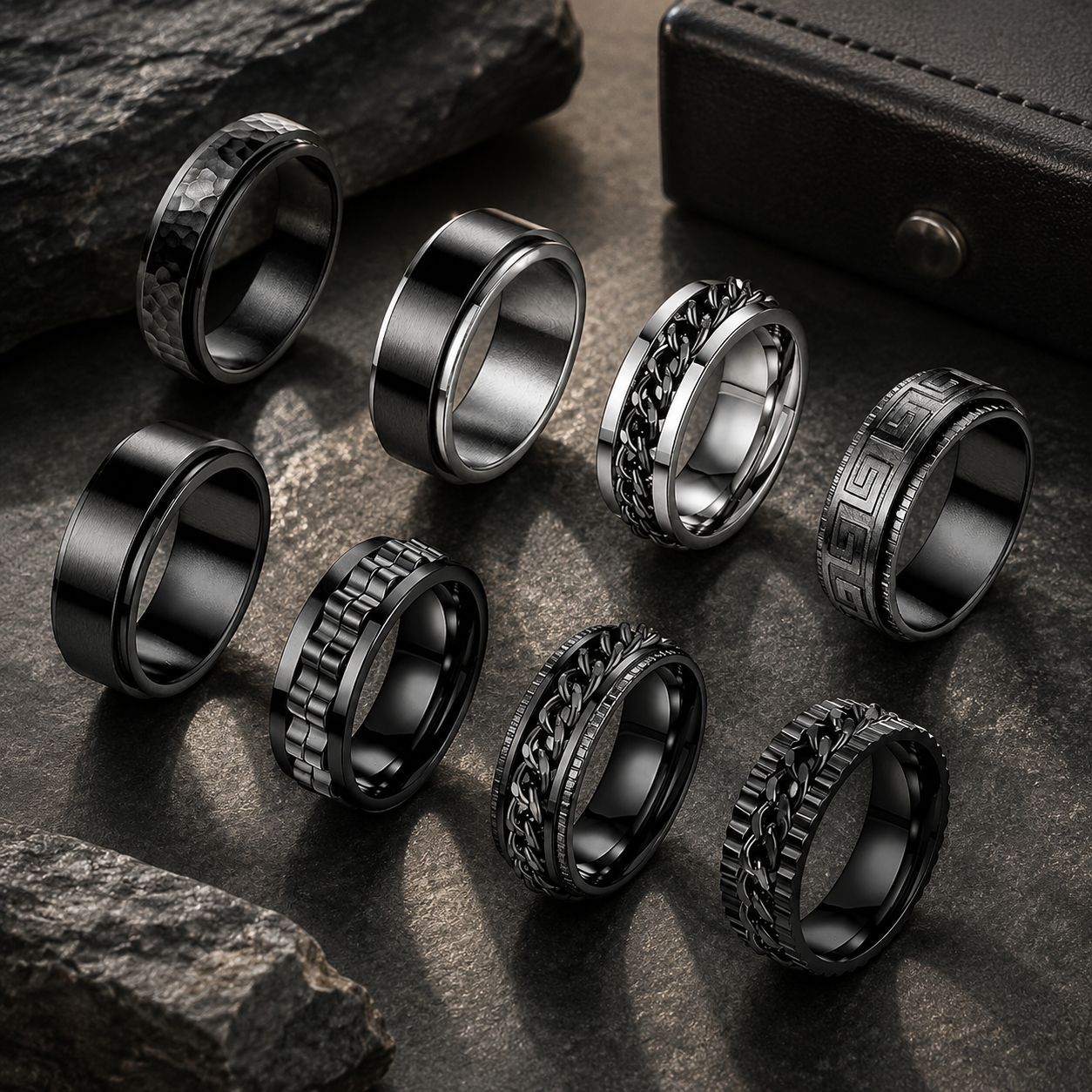 Planderful Everyday Genie Rotating Stainless Steel Ring For Men And Women Unisex Protection Design