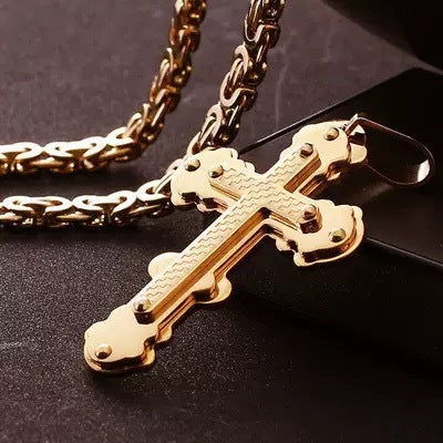 Planderful Triple Cross Pendant Necklace For Men Versatile