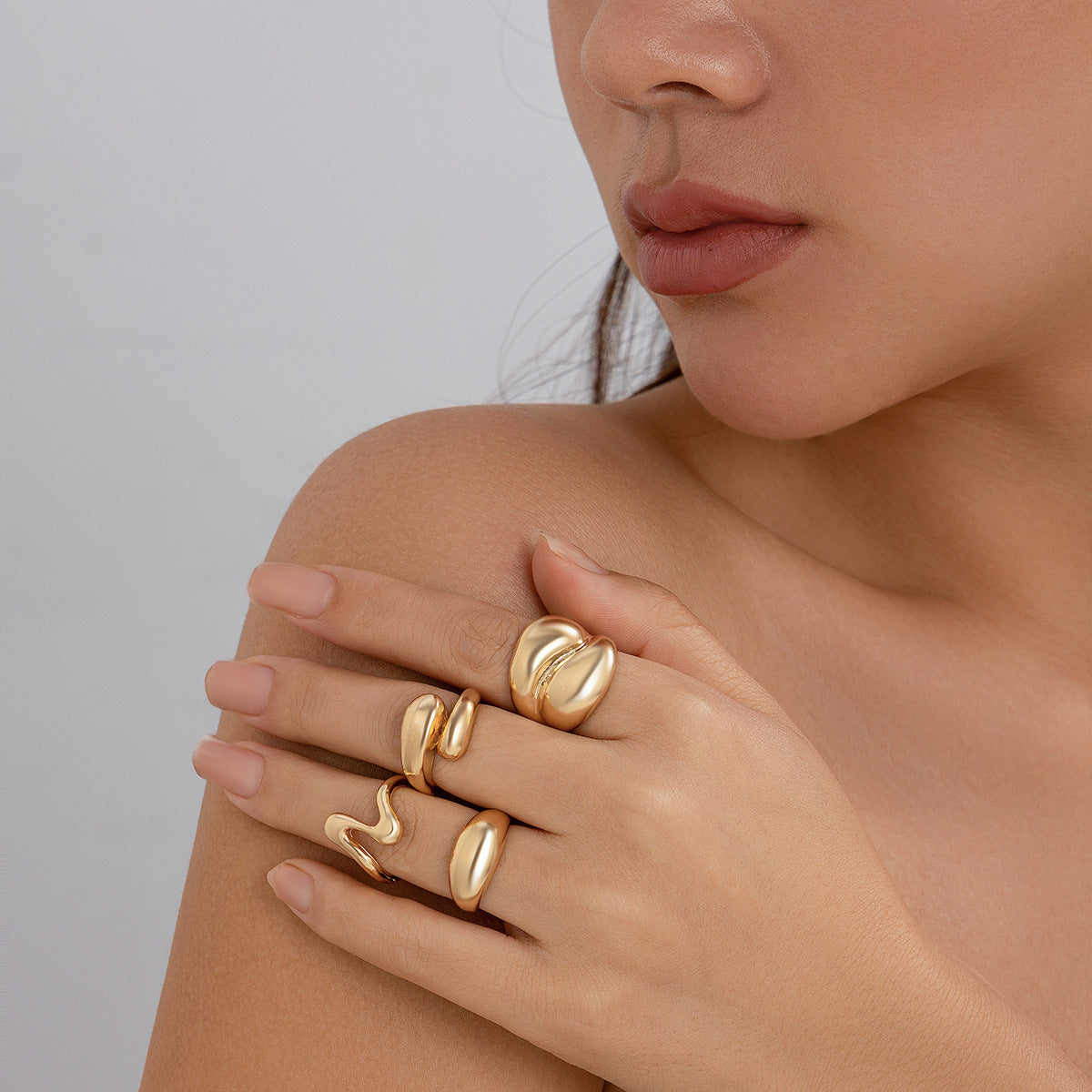 Planderful Vienna Verve Geometric Open Ring Lava Metal Texture For Modern Fashion Lovers
