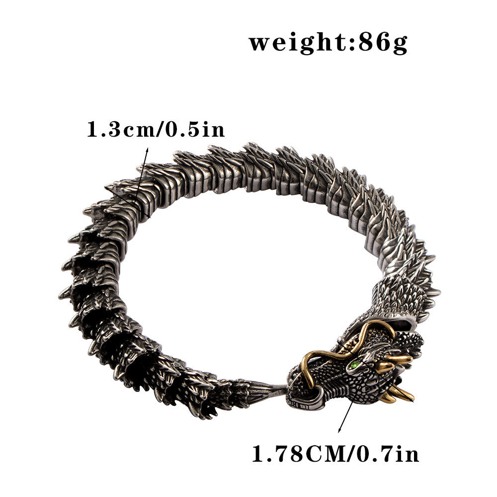 Punk Men's Titanium Steel Dragon Bracelet Teen Dragon Lin Bracelet