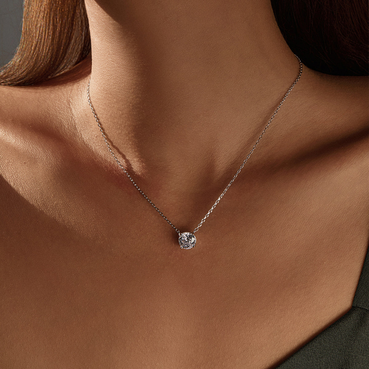 925 Sterling Silver Rose-Cut Zircon Necklace