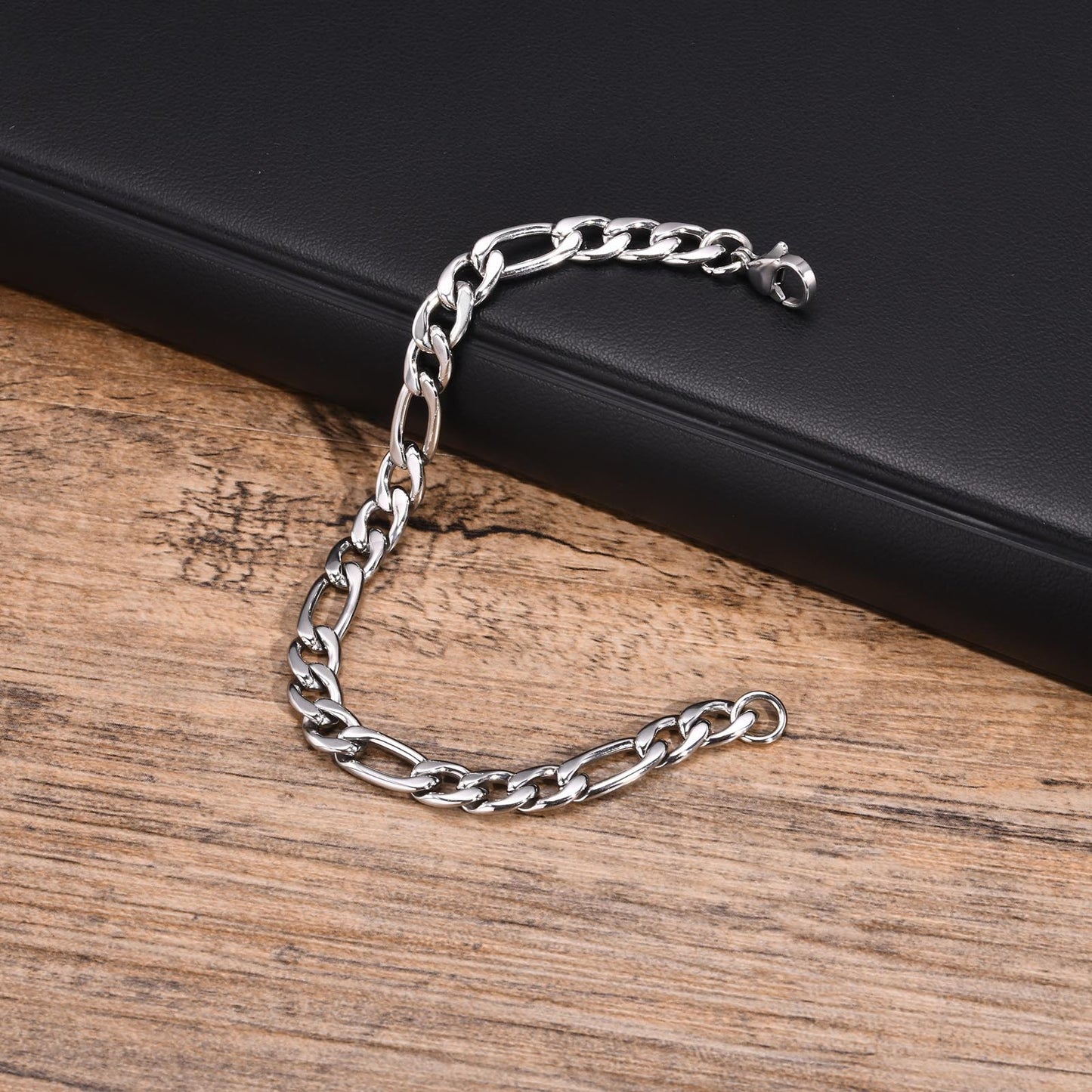 Men's Bracelet Stainless Steel Three to One Chain Steel Color