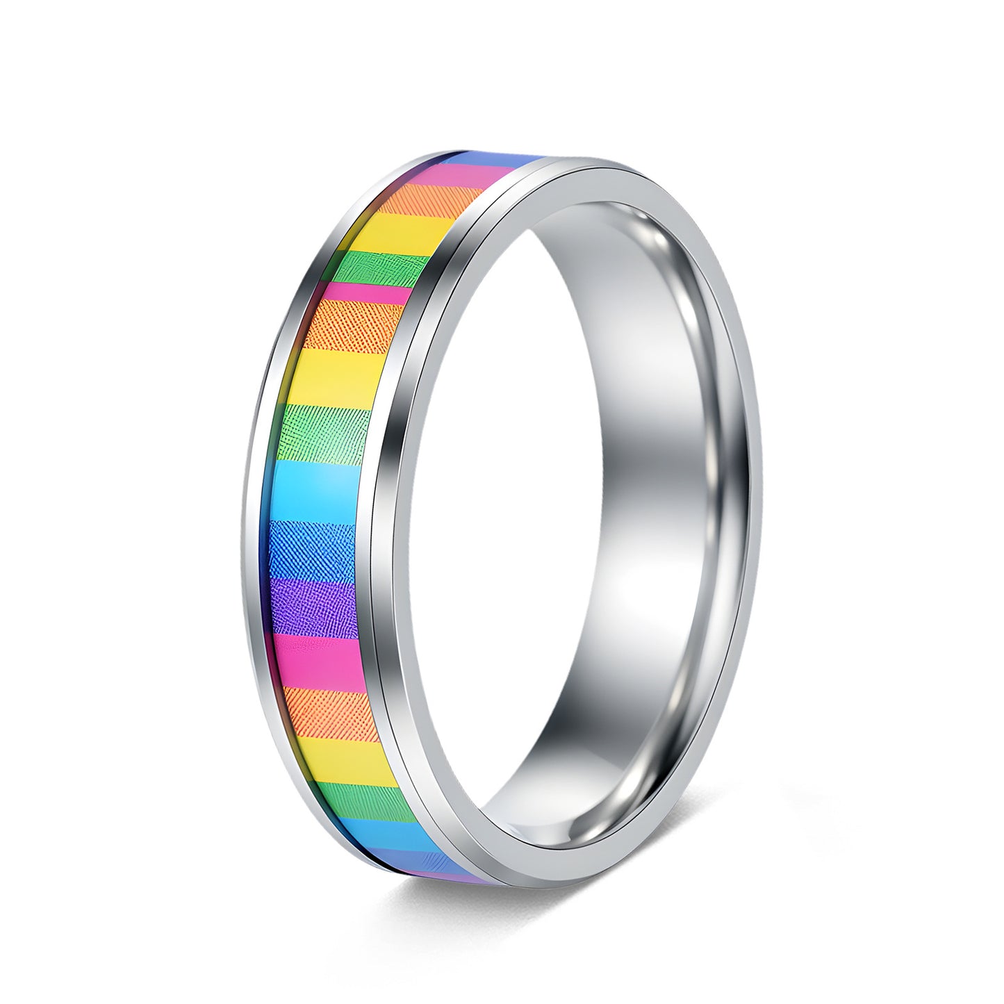Planderful Everyday Genie Titanium Steel Ring Rainbow Color Unisex Couple Gift For Him And Her