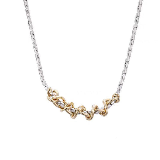 Planderful Jewelry Twisted Gold And Silver Titanium Steel Necklace For Men And Women