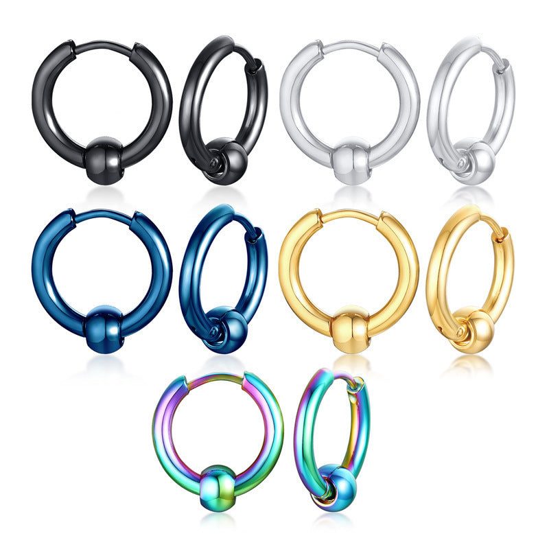 Polished Bead Hoop Earring — Single, 3 Finishes