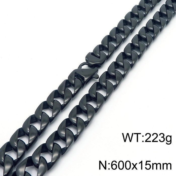 15mm Cuban Chain Popular Hip Hop Hip Hop Men's Necklace, Stainless Steel