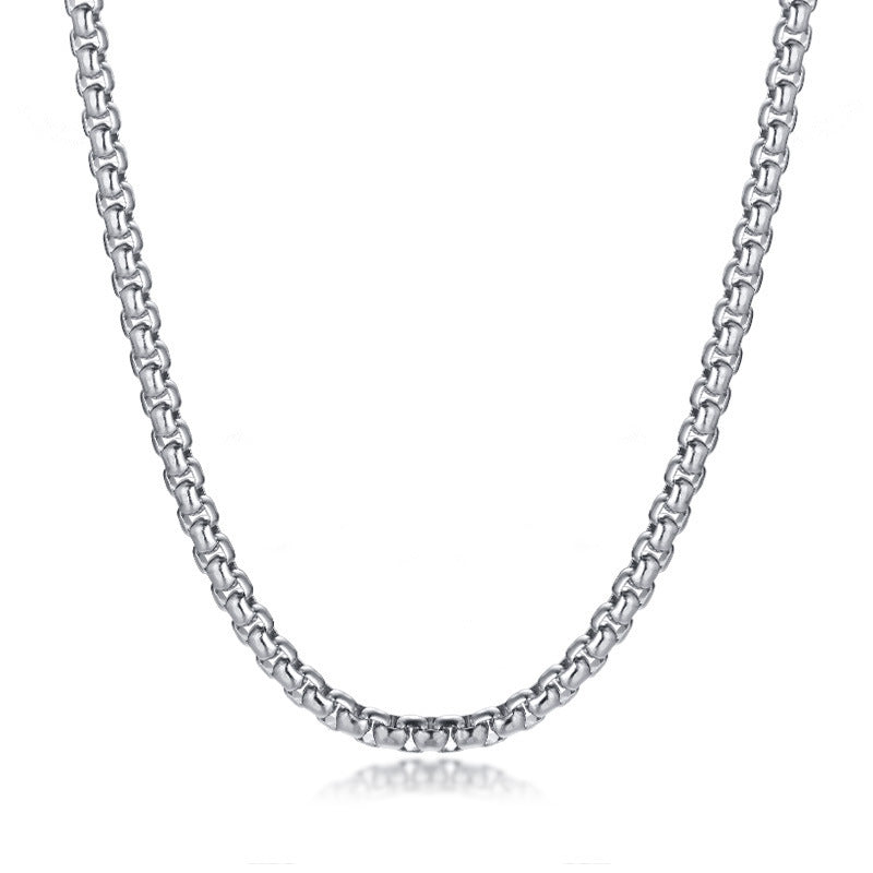 Titanium Steel Pearl Chain Pendant Steel Necklace for Men
