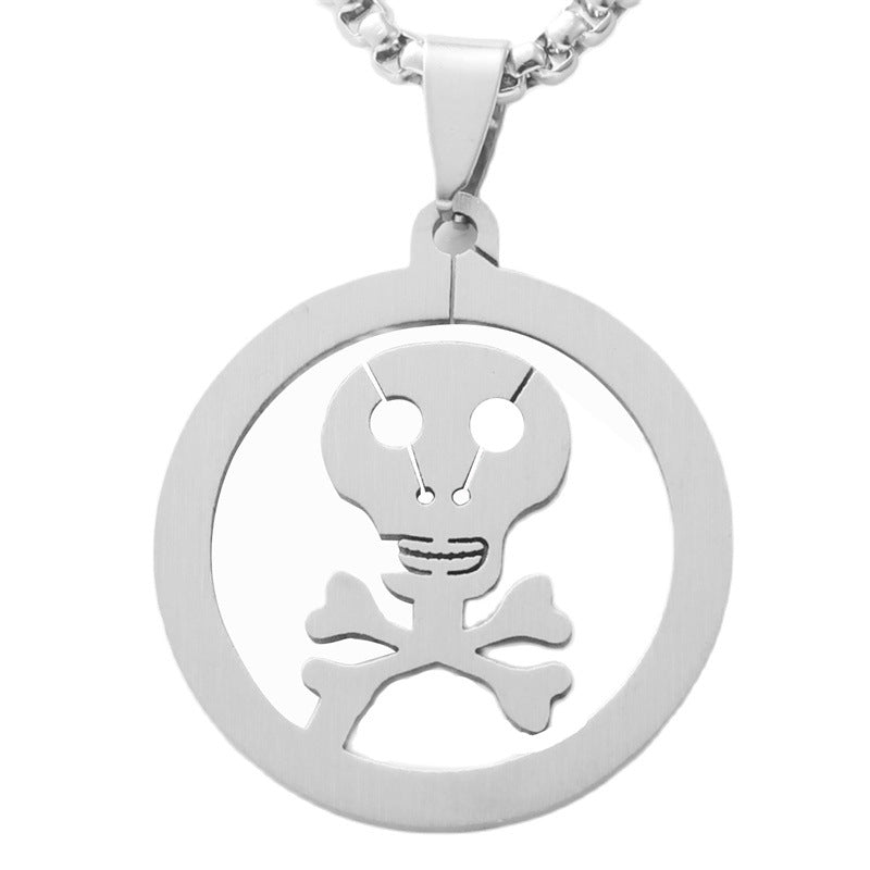 Titanium Steel Retro Pirate Skull Pendant Necklace for Men