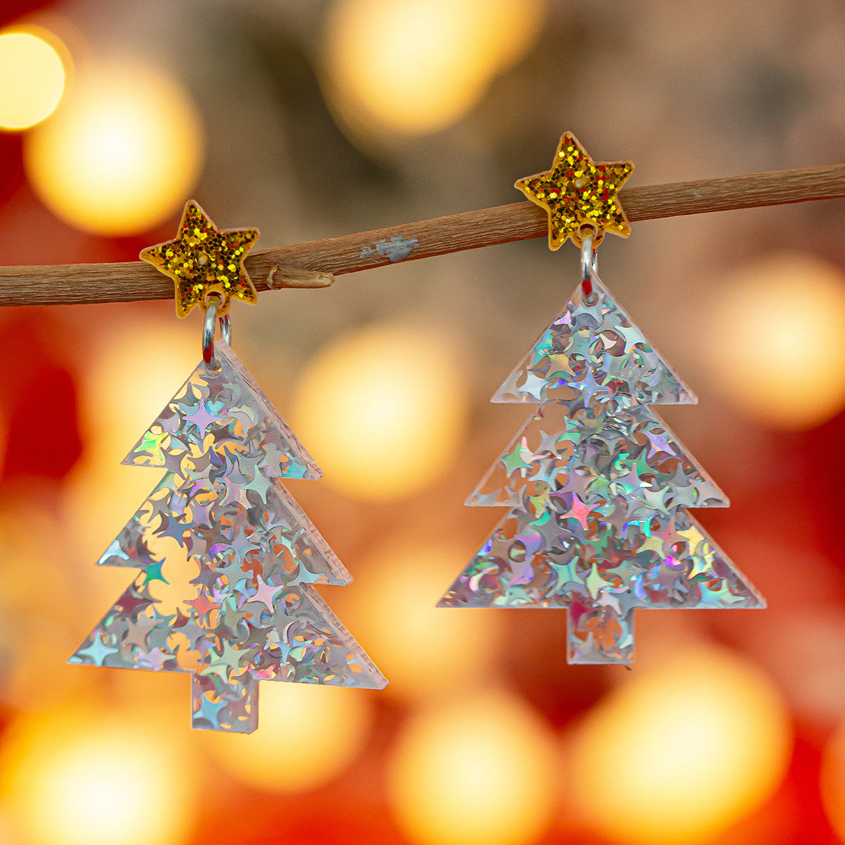 Planderful Vienna Verve Christmas Earrings Fringed Pendant For Women Elk Tree Design Statement