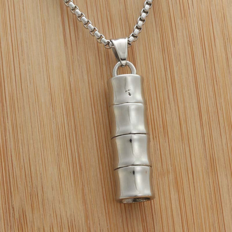 Personalized Retro Titanium Steel Bamboo Pendant Necklace for Men – Trendy Punk Style