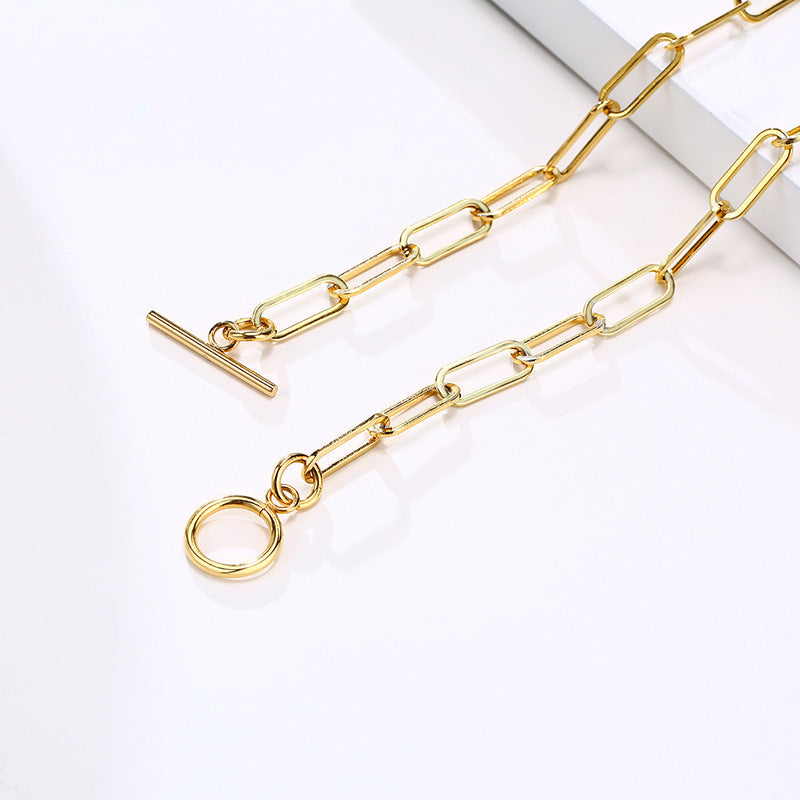 Cross-Border Jewelry Stainless Steel Sweater Necklace Gold Female OT Buckle