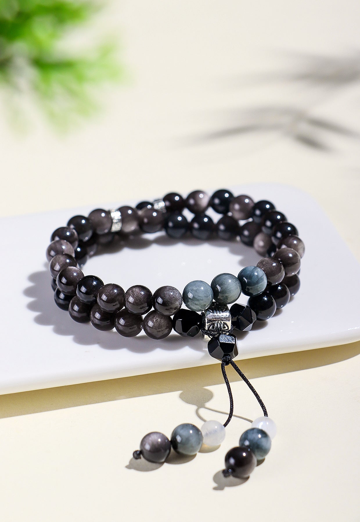 Planderful Fortune's Favor Bracelet – Unique Obsidian Double-Circle Design