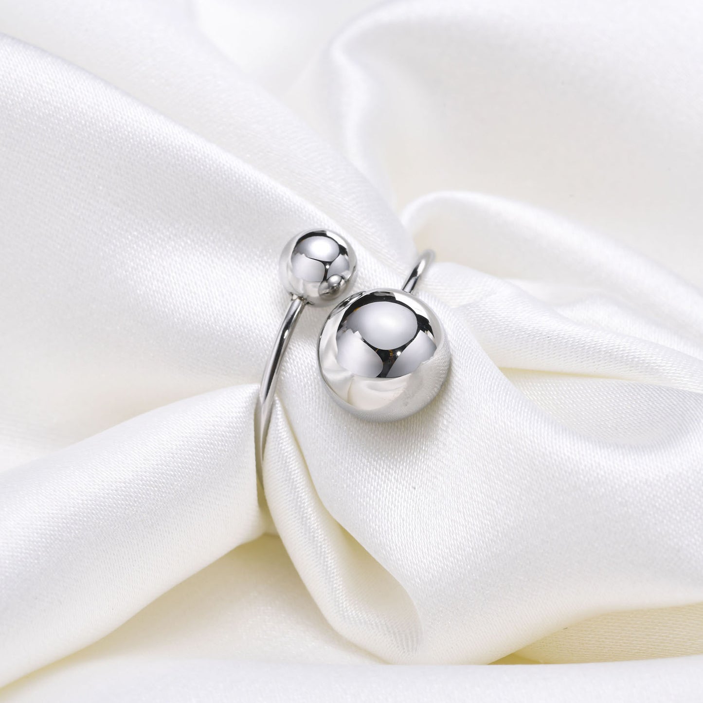 Stainless Steel Ball Adjustable Ring Gold Women's Fashion Jewelry