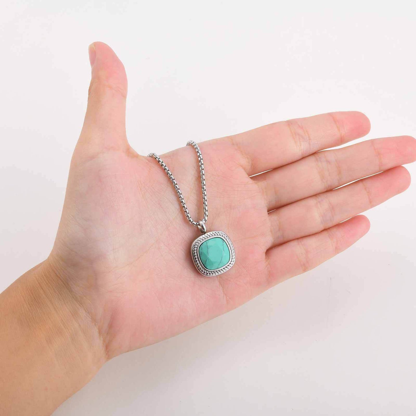 Planderful Titanium Steel Square Pendant for Men Versatile