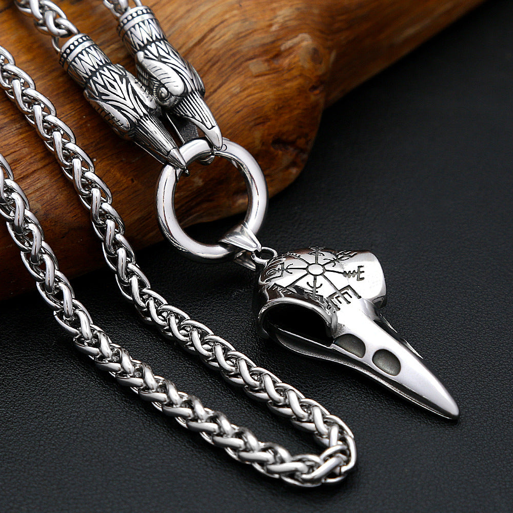 Punk Skull Compass Stainless Steel Pendant Necklace