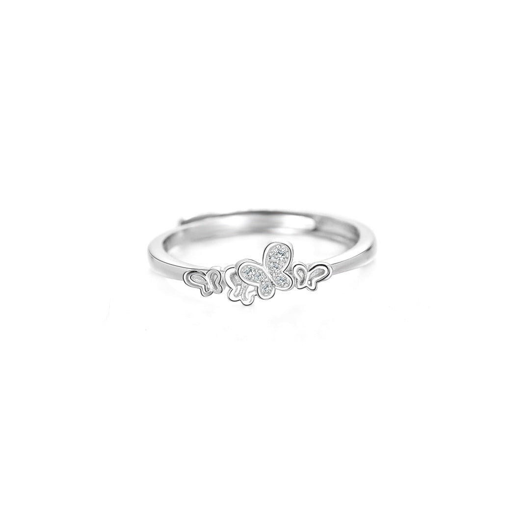 Heart Butterfly S925 Sterling Silver Women's Ring
