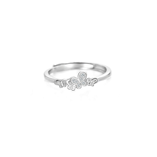 Heart Butterfly S925 Sterling Silver Women's Ring