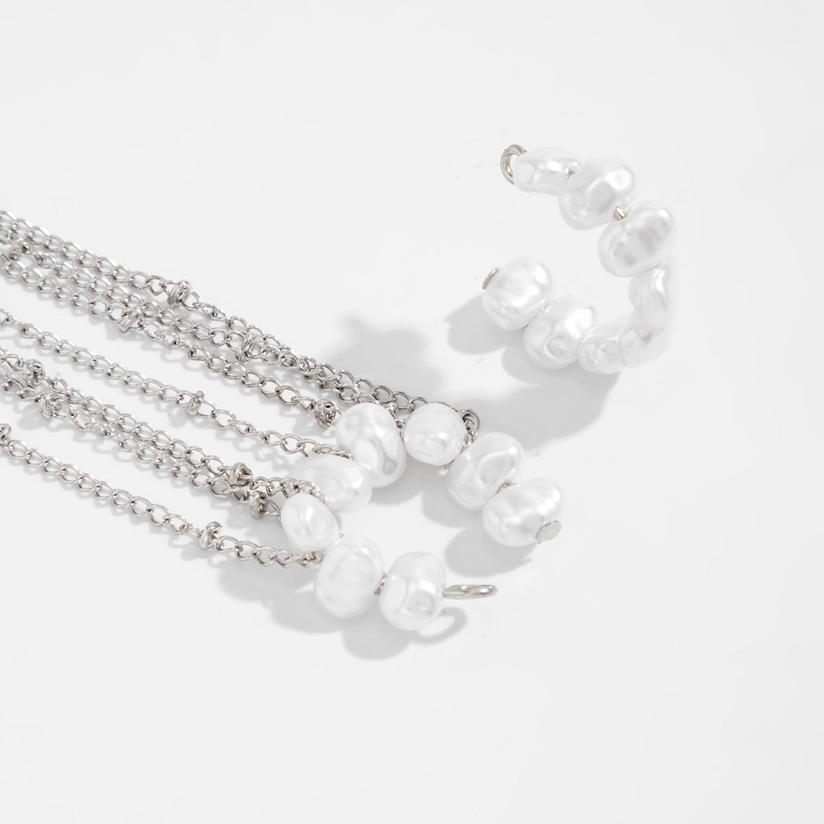 Planderful Vienna Verve Ear Clip Beaded Long Chain Fringe C Shape Non Pierced Jewelry For Women