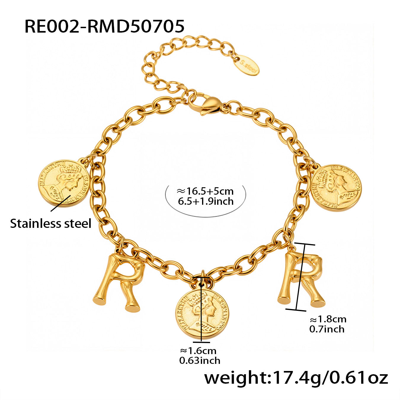 Planderful 26 Letters Queen Elizabeth Luxury Bracelet Women